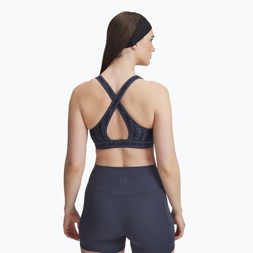 Sport-BH Under Armour Crossback Mid Print downpour gray/midnight navy/midnight navy