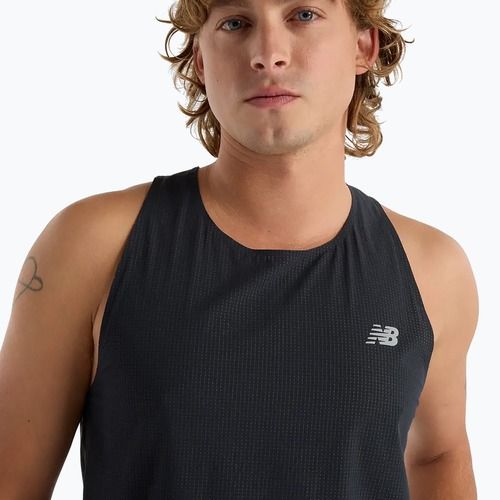 Herren New Balance Race Day Ultra Light Singlet schwarzes Lauftank-Top