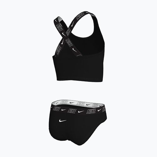 Zweiteiliger Kinder-Badeanzug Nike Logo Tape Crossback Midkini schwarz
