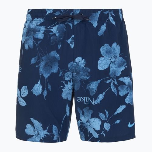 Herren Nike Fine Floral 7" Volley Badeshorts midnight navy