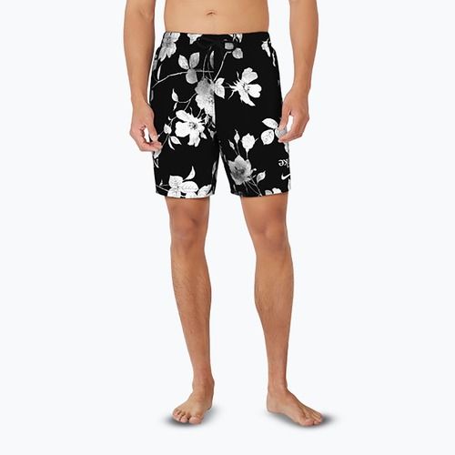 Herren Nike Fine Floral 7" Volley Badeshorts schwarz