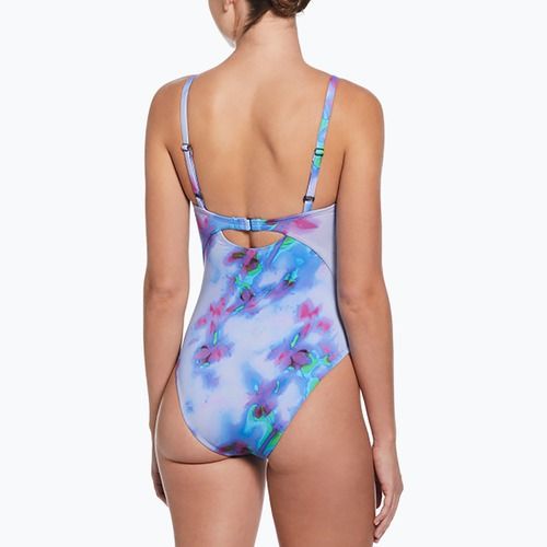 Nike Floral Blur V-Neck Damen-Badeanzug einteilig Hortensien