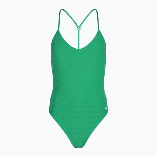 Einteiliger Damen-Badeanzug Nike Swoosh Link Y-Back Stadium grün