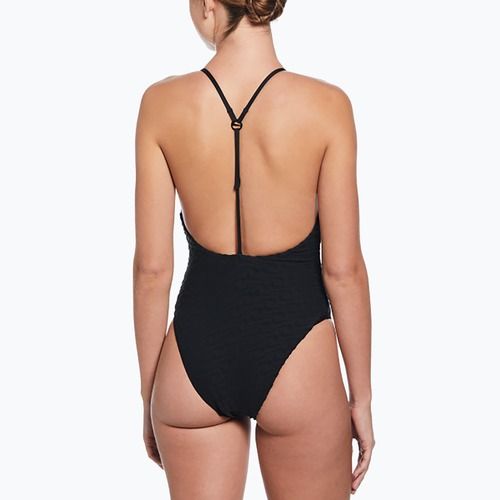 Einteiliger Damen-Badeanzug Nike Swoosh Link Y-Back schwarz