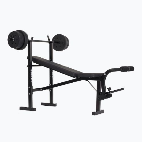 XTREXO BenchFit Lite Trainingsbank mit Ständer und Langhantel schwarz