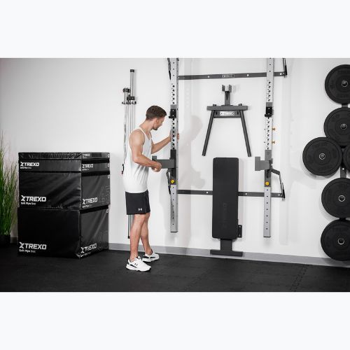 XTREXO Mercury Wandkäfig mit Bank und Tellerhalter schwarz