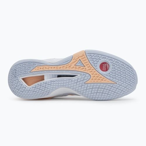 Frauen-Handballschuhe Mizuno Wave Stealth Neo weiß/navy Pfingstrose/Pfirsich parfait