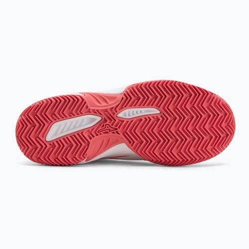 Kinder-Tennisschuhe Mizuno Break Shot 5 Jr CC weiß/blau granit/calypso coral