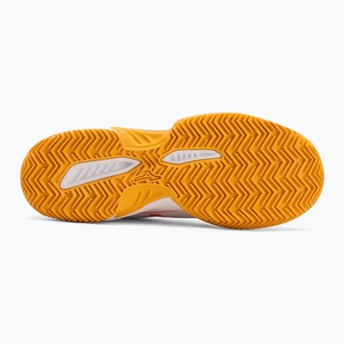 Kinder-Tennisschuhe Mizuno Break Shot 5 Jr CC weiß/calypso coral/citrus