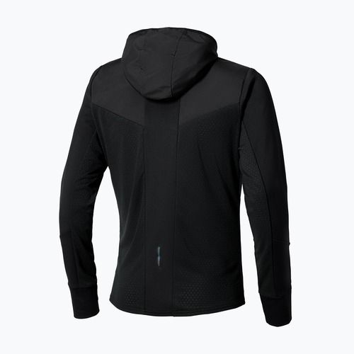 Mizuno Warmalite Hybrid Laufjacke mit Kapuze und Reißverschluss schwarz