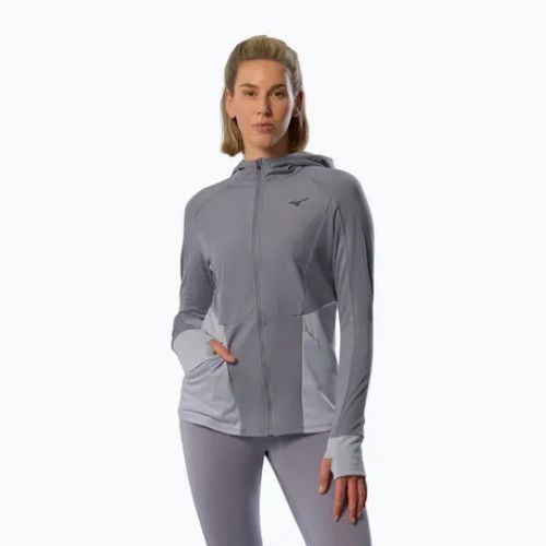 Women's Mizuno Active Warm Hybrid Full Zip Hooded quicksilver Laufjacke