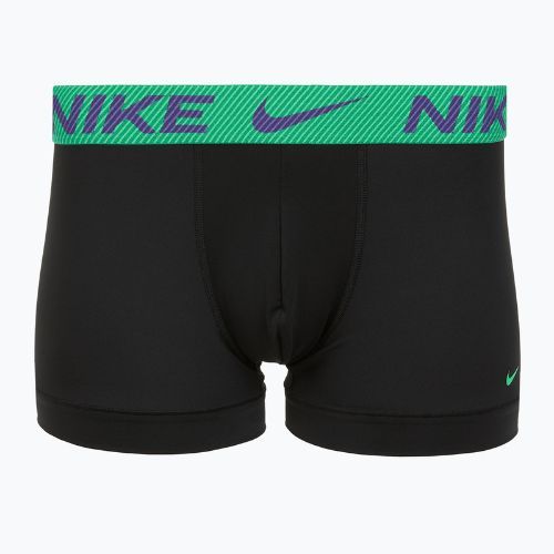 Herren Boxershorts Nike Dri-Fit Essential Micro Trunk 3 Paar schwarzer grüner Schock/wildviolett/schwarzer Text wb