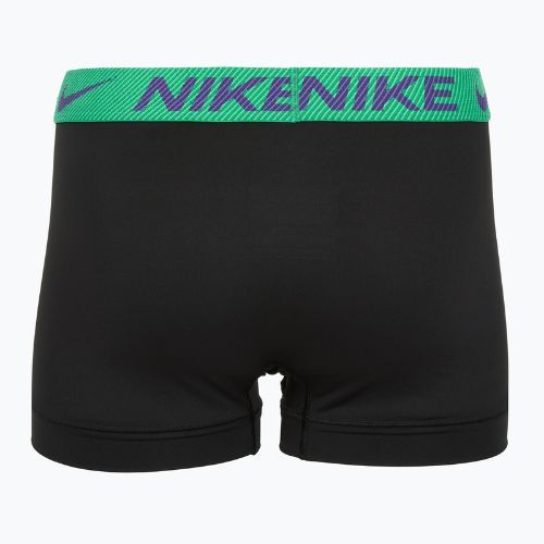 Herren Boxershorts Nike Dri-Fit Essential Micro Trunk 3 Paar schwarzer grüner Schock/wildviolett/schwarzer Text wb