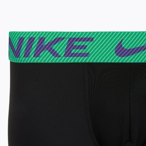 Herren Boxershorts Nike Dri-Fit Essential Micro Trunk 3 Paar schwarzer grüner Schock/wildviolett/schwarzer Text wb