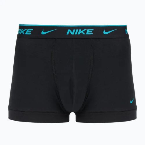 Herren Boxershorts Nike Everyday Cotton Stretch Trunk 3 Paar schwarz hellblau/staubiger Kaktus/schwarzer Bund