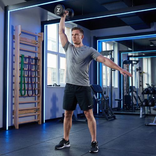 Gummierte Gusseisenhantel XTREXO Pro 8 kg black