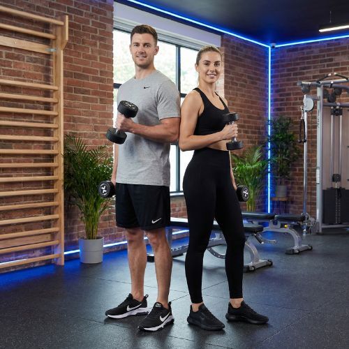 Gummierte Gusseisenhantel XTREXO Pro 10 kg black