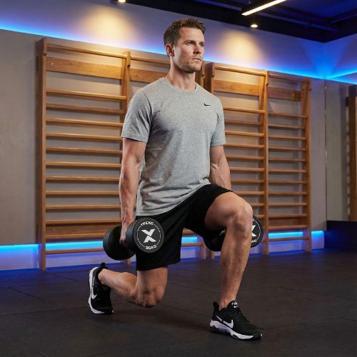 Gummierte Gusseisenhantel XTREXO Pro 20 kg black