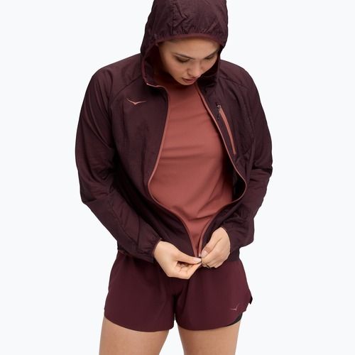 Damen-Laufjacke HOKA Skyflow black cherry