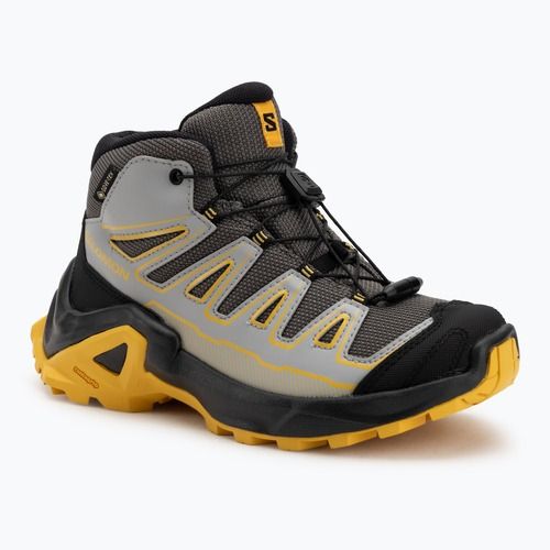 Kinder-Trekking-Schuhe Salomon X Ultra Mid GTX castlerock/schwarz/spicy/senf