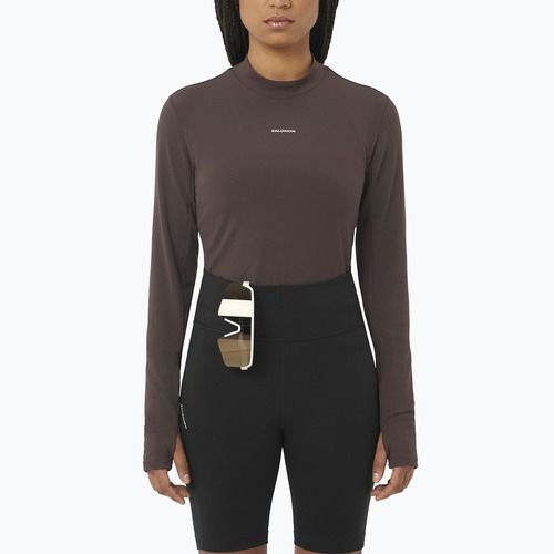 Damen-Langarmshirt zum Laufen Salomon Bliss Kaffeebohne