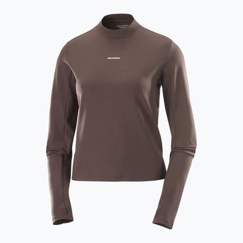 Damen-Langarmshirt zum Laufen Salomon Bliss Kaffeebohne