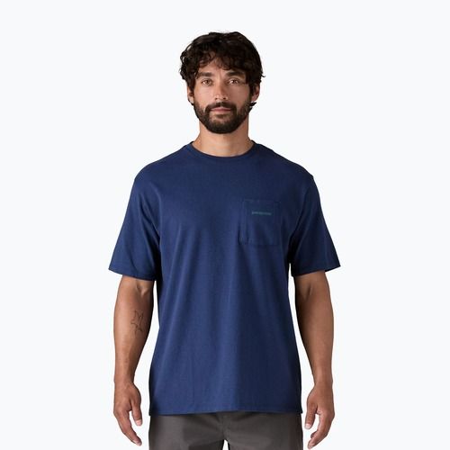 Herren Patagonia Boardshort Logo Tasche T-shirt Responsibili clementi blau
