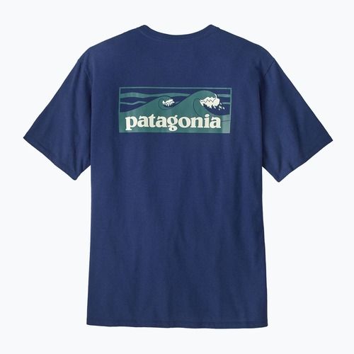 Herren Patagonia Boardshort Logo Tasche T-shirt Responsibili clementi blau