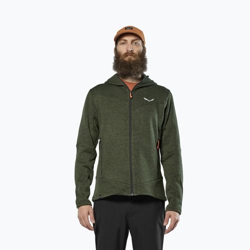 Herren-Trekking-Fleecejacke Salewa Puez Rocca Polarlite Hood dark olive
