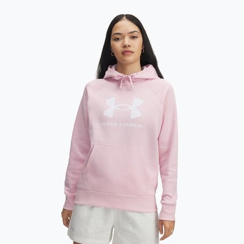 Hoodie Sweatshirt Damen Under Armour Rival Fleece Big Logo Hoody prime pink/white