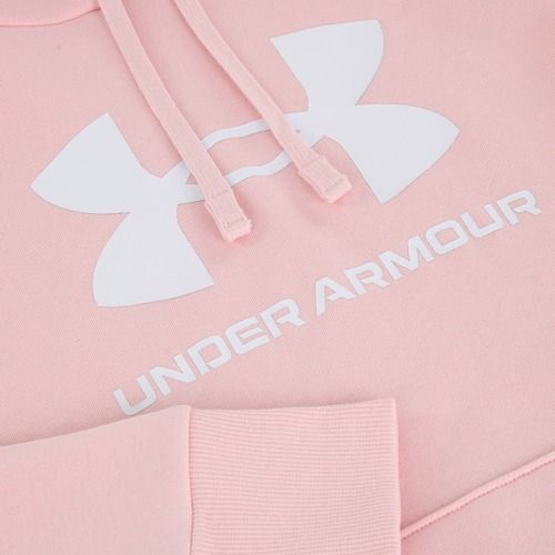 Hoodie Sweatshirt Damen Under Armour Rival Fleece Big Logo Hoody prime pink/white