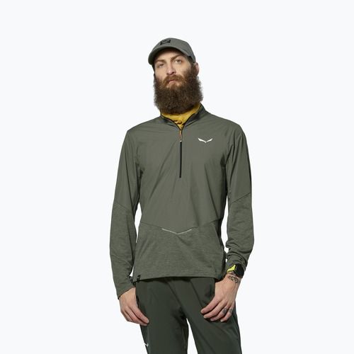 Herren-Longsleeve Salewa Pedroc Dry Wind Half Zip Tee faded green