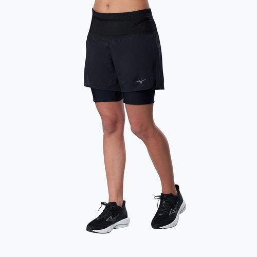Damen-Laufshorts Mizuno Trail Multipocket 2in1 black