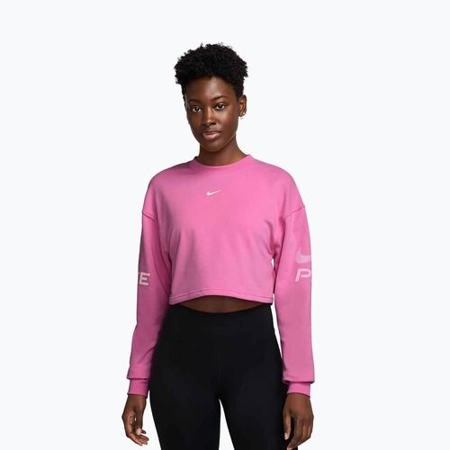 Damen-Trainingspullover Nike Pro Dri-Fit Loose Crew-Neck playful pink/pink foam/white