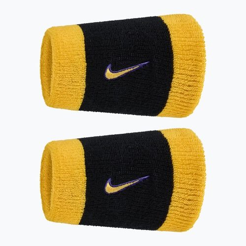Schweißbänder Nike Swoosh Classic Doublewide Wristbands 2 Stück black / court purple / university gold