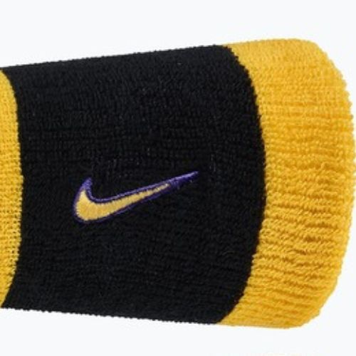 Schweißbänder Nike Swoosh Classic Doublewide Wristbands 2 Stück black / court purple / university gold