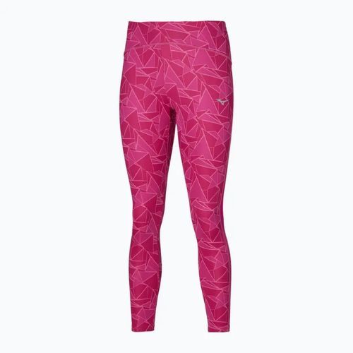 Damen-Laufleggings Mizuno 7/8 bedruckt pink peacock
