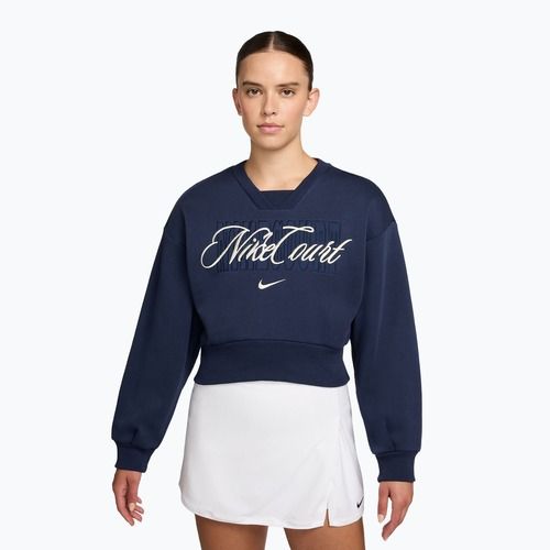 Damen-Sweatshirt Nike Court Collection French Terry Crew Neck midnight navy/sail