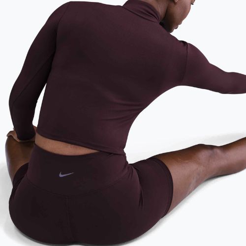 Damen-T-Shirt Nike One Fitted Dri-Fit 1/4 Zip Mid Layer burgundy crush/white