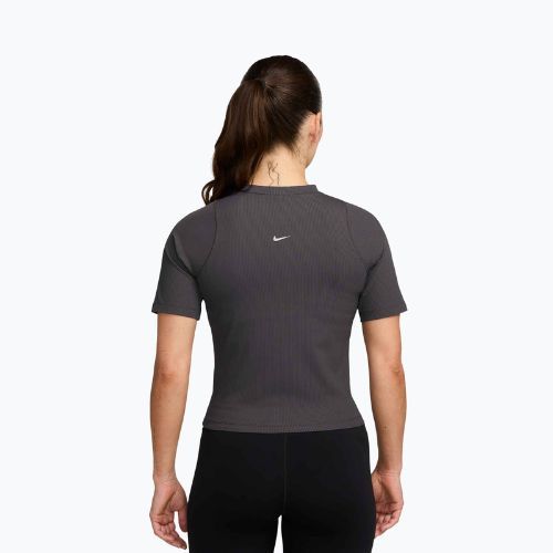 Damen-T-Shirt Nike Zenvy Rib Dri-Fit thunder grey/white