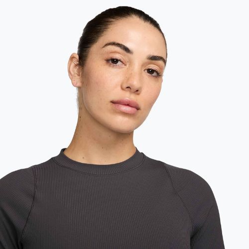 Damen-T-Shirt Nike Zenvy Rib Dri-Fit thunder grey/white