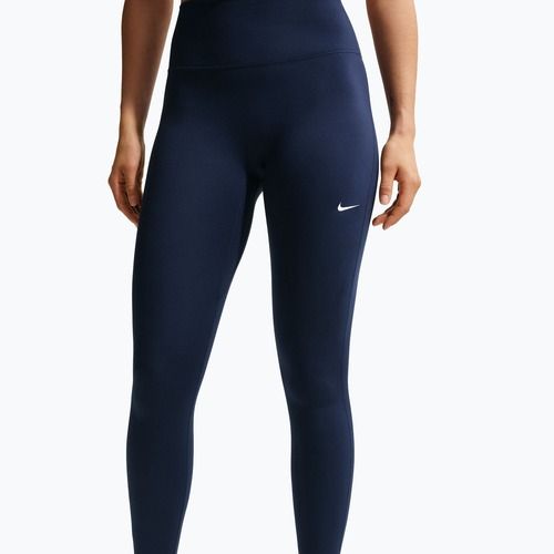 Damen-Leggings Nike One Seamless Front High-Waisted midnight navy/white