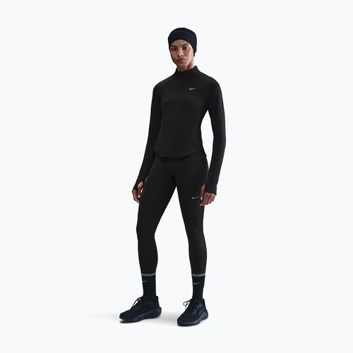 Damen-Lauf-Langarmshirt Nike Tempo Swoosh Run Dri-Fit 1/4-Zip black/white