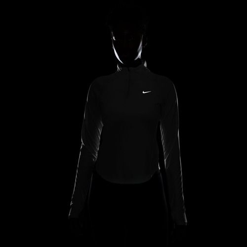Damen-Lauf-Langarmshirt Nike Tempo Swoosh Run Dri-Fit 1/4-Zip white/black