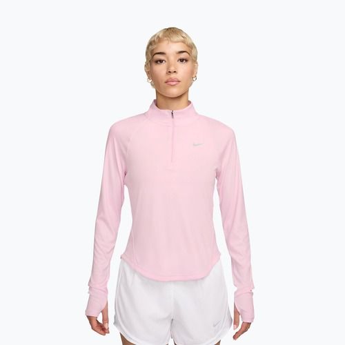 Damen-Lauf-Langarmshirt Nike Tempo Swoosh Run Dri-Fit 1/4-Zip pink foam/white