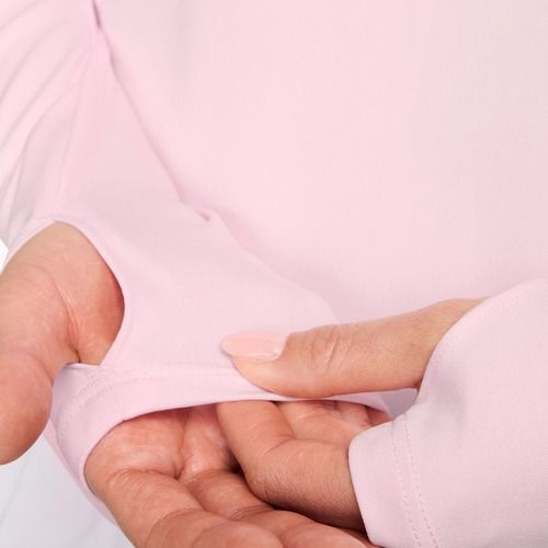 Damen-Lauf-Langarmshirt Nike Tempo Swoosh Run Dri-Fit 1/4-Zip pink foam/white