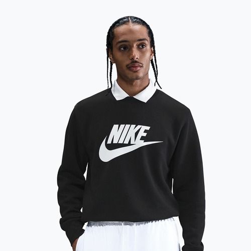 Herren-Sweatshirt Nike Sportswear Club Graphic Fleece Crew Black/White