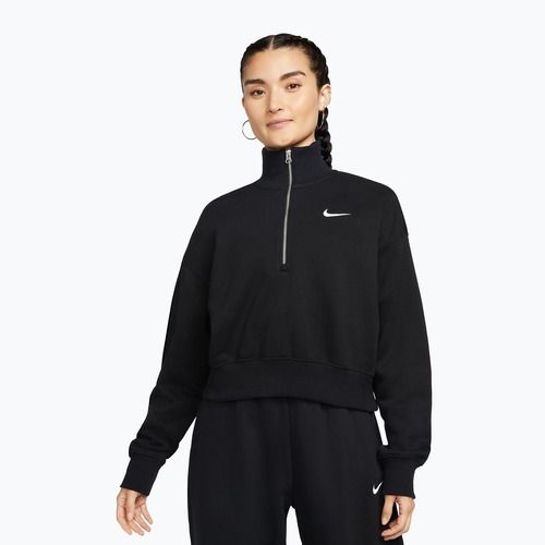 Damen-Sweatshirt Nike Sportswear Phoenix Fleece 1/2 Zip Cropped black/sail