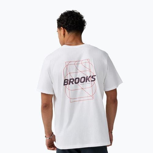 Herren-Laufshirt Brooks Graphic white/burgundy blaze/cosmic