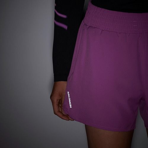 Damen Laufshorts Salomon Shakeout Core 2IN1 4 "iris orchid"
